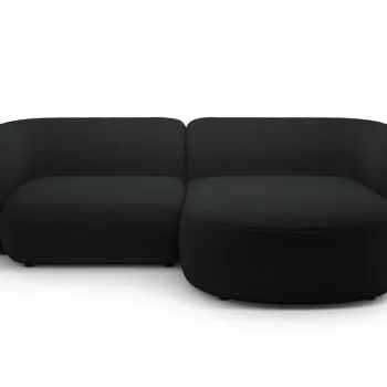 Coltar stanga 2 locuri, Kate, Micadoni, 255x176x76 cm, tesatura boucle, negru imagine