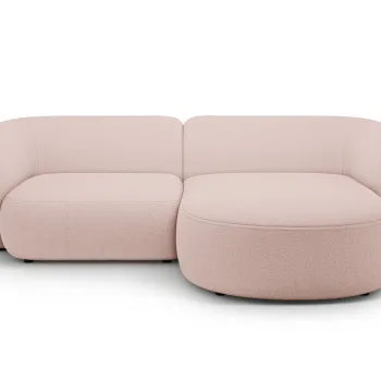 Coltar stanga 2 locuri, Kate, Micadoni, 255x176x76 cm, tesatura boucle, roz pudra imagine