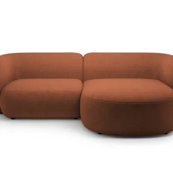 Coltar stanga 2 locuri, Kate, Micadoni, 255x176x76 cm, tesatura boucle, teracota imagine