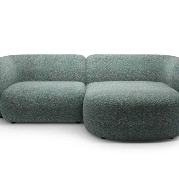 Coltar stanga 2 locuri, Kate, Micadoni, 255x176x76 cm, tesatura structurata, albastru melanj imagine