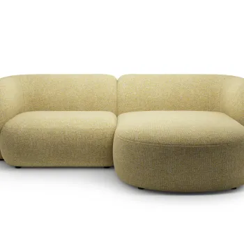 Coltar stanga 2 locuri, Kate, Micadoni, 255x176x76 cm, tesatura structurata, galben melanj imagine