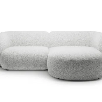 Coltar stanga 2 locuri, Kate, Micadoni, 255x176x76 cm, tesatura structurata, gri deschis melanj imagine