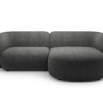 Coltar stanga 2 locuri, Kate, Micadoni, 255x176x76 cm, tesatura structurata, gri inchis melanj imagine