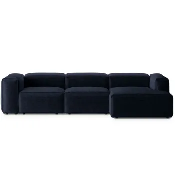 Coltar stanga 3 locuri, Bergamo, Cosmopolitan Design, 304x152x70 cm, catifea chenille raiata, albastru navy imagine