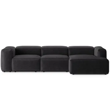 Coltar stanga 3 locuri, Bergamo, Cosmopolitan Design, 304x152x70 cm, catifea chenille raiata, gri imagine