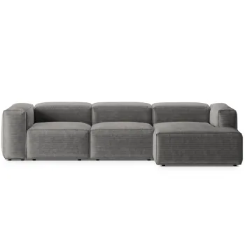 Coltar stanga 3 locuri, Bergamo, Cosmopolitan Design, 304x152x70 cm, catifea chenille raiata, gri deschis imagine