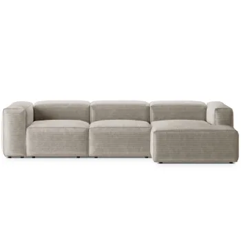 Coltar stanga 3 locuri, Bergamo, Cosmopolitan Design, 304x152x70 cm, catifea chenille raiata, ivoriu imagine