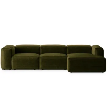 Coltar stanga 3 locuri, Bergamo, Cosmopolitan Design, 304x152x70 cm, catifea chenille raiata, verde imagine