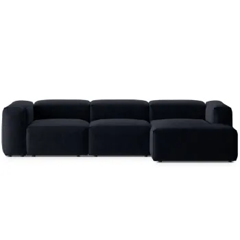 Coltar stanga 3 locuri, Bergamo, Cosmopolitan Design, 304x152x70 cm, tesatura structurata, albastru navy imagine