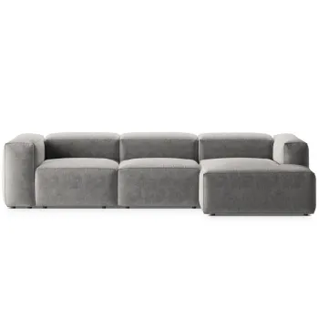 Coltar stanga 3 locuri, Bergamo, Cosmopolitan Design, 304x152x70 cm, tesatura structurata, gri deschis imagine