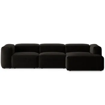 Coltar stanga 3 locuri, Bergamo, Cosmopolitan Design, 304x152x70 cm, tesatura structurata, negru imagine