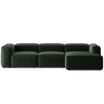 Coltar stanga 3 locuri, Bergamo, Cosmopolitan Design, 304x152x70 cm, tesatura structurata, verde muschi imagine