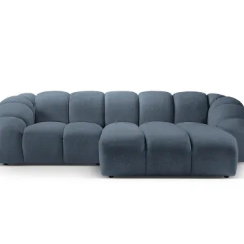 Coltar stanga 3 locuri, Diana-192, Micadoni Home, 294x182x72 cm, catifea structurata, albastru jeans imagine