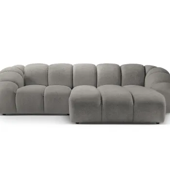 Coltar stanga 3 locuri, Diana-192, Micadoni Home, 294x182x72 cm, catifea structurata, gri deschis imagine