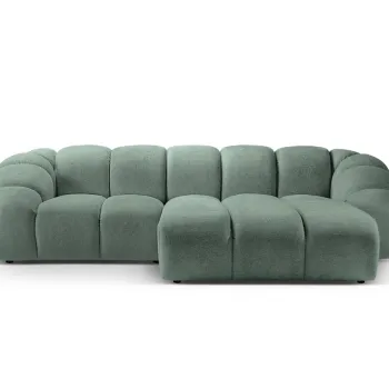 Coltar stanga 3 locuri, Diana-192, Micadoni Home, 294x182x72 cm, catifea structurata, verde menta imagine