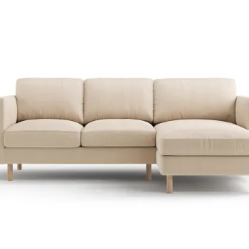 Coltar stanga 3 locuri, Eden, Micadoni, 223x150x90 cm, catifea, bej nude imagine