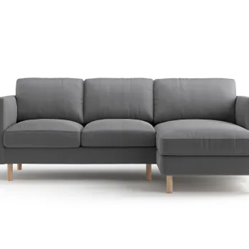 Coltar stanga 3 locuri, Eden, Micadoni, 223x150x90 cm, catifea, gri imagine