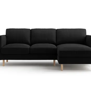 Coltar stanga 3 locuri, Eden, Micadoni, 223x150x90 cm, catifea, negru imagine