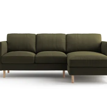 Coltar stanga 3 locuri, Eden, Micadoni, 223x150x90 cm, catifea, verde muschi melanj imagine