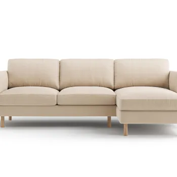 Coltar stanga 3 locuri, Eden, Micadoni, 250x150x90 cm, catifea, bej nude imagine