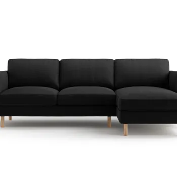 Coltar stanga 3 locuri, Eden, Micadoni, 250x150x90 cm, catifea, negru imagine