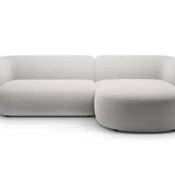 Coltar stanga 3 locuri, Kate, Micadoni, 285x176x76 cm, catifea, gri deschis imagine