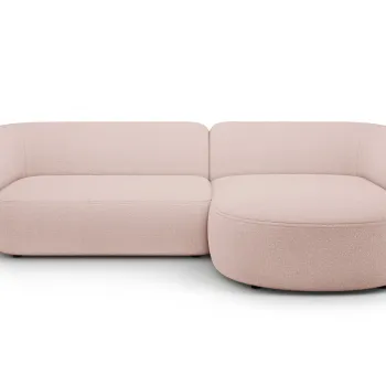 Coltar stanga 3 locuri, Kate, Micadoni, 285x176x76 cm, tesatura boucle, roz pudra imagine