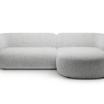 Coltar stanga 3 locuri, Kate, Micadoni, 285x176x76 cm, tesatura structurata, gri deschis melanj imagine