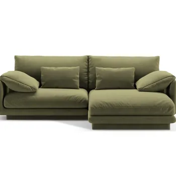 Coltar stanga 3 locuri, Torino-184, Micadoni Home, 220x170x83 cm, catifea, verde deschis imagine