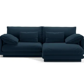 Coltar stanga 3 locuri, Torino-211, Micadoni Home, 220x170x83 cm, tesatura structurata chenille, albastru navy imagine