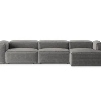 Coltar stanga 4 locuri, Bergamo, Cosmopolitan Design, 344x152x70 cm, catifea chenille raiata, gri deschis imagine