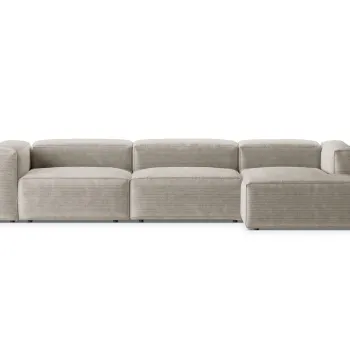 Coltar stanga 4 locuri, Bergamo, Cosmopolitan Design, 344x152x70 cm, catifea chenille raiata, ivoriu imagine