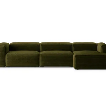 Coltar stanga 4 locuri, Bergamo, Cosmopolitan Design, 344x152x70 cm, catifea chenille raiata, verde imagine