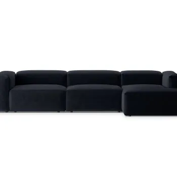 Coltar stanga 4 locuri, Bergamo, Cosmopolitan Design, 344x152x70 cm, tesatura structurata, albastru navy imagine