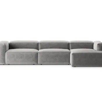 Coltar stanga 4 locuri, Bergamo, Cosmopolitan Design, 344x152x70 cm, tesatura structurata, gri deschis imagine