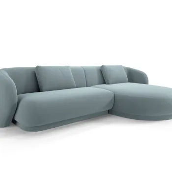 Coltar stanga 4 locuri, Camden, Cosmopolitan Design, 289x177x72 cm, catifea, albastru deschis imagine