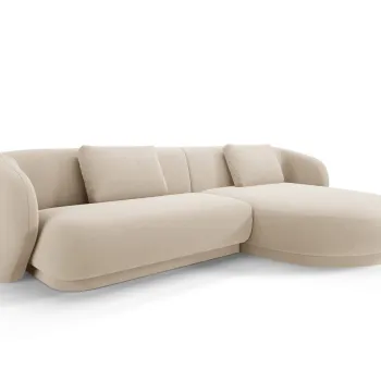 Coltar stanga 4 locuri, Camden, Cosmopolitan Design, 289x177x72 cm, catifea, bej imagine