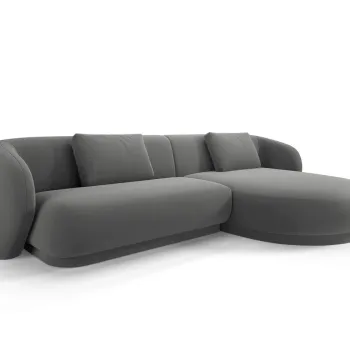 Coltar stanga 4 locuri, Camden, Cosmopolitan Design, 289x177x72 cm, catifea, gri ciment imagine