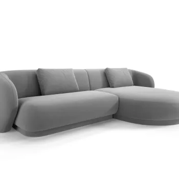 Coltar stanga 4 locuri, Camden, Cosmopolitan Design, 289x177x72 cm, catifea, gri deschis imagine