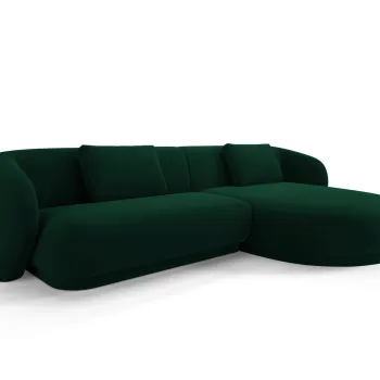 Coltar stanga 4 locuri, Camden, Cosmopolitan Design, 289x177x72 cm, catifea, verde bottle imagine