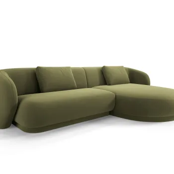 Coltar stanga 4 locuri, Camden, Cosmopolitan Design, 289x177x72 cm, catifea, verde deschis imagine