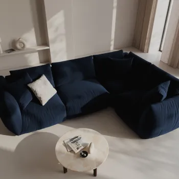 Coltar stanga 4 locuri, Chris-184, Micadoni Home, 295x210x80 cm, catifea, albastru regal imagine