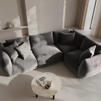 Coltar stanga 4 locuri, Chris-184, Micadoni Home, 295x210x80 cm, catifea, gri imagine