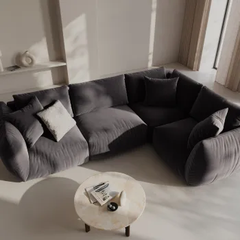 Coltar stanga 4 locuri, Chris-184, Micadoni Home, 295x210x80 cm, catifea, gri inchis imagine