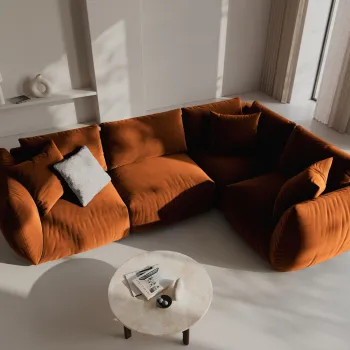 Coltar stanga 4 locuri, Chris-184, Micadoni Home, 295x210x80 cm, catifea, teracota imagine