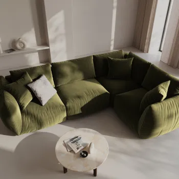 Coltar stanga 4 locuri, Chris-184, Micadoni Home, 295x210x80 cm, catifea, verde deschis imagine