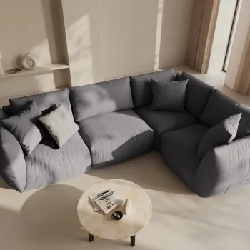 Coltar stanga 4 locuri, Chris-259, Micadoni Home, 295x210x80 cm, tesatura structurata chenille, gri beton imagine