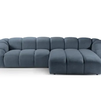 Coltar stanga 4 locuri, Diana-192, Micadoni Home, 334x182x72 cm, catifea structurata, albastru jeans imagine