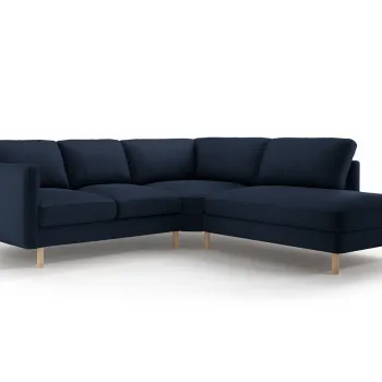 Coltar stanga 4 locuri, Eden, Micadoni, 267x234x90 cm, catifea, albastru inchis imagine