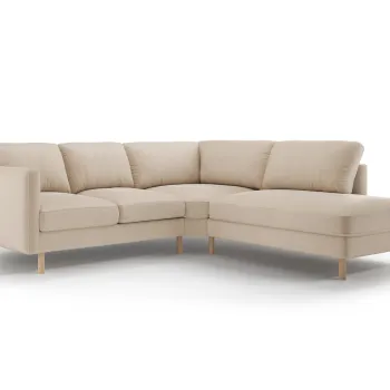 Coltar stanga 4 locuri, Eden, Micadoni, 267x234x90 cm, catifea, bej nude imagine
